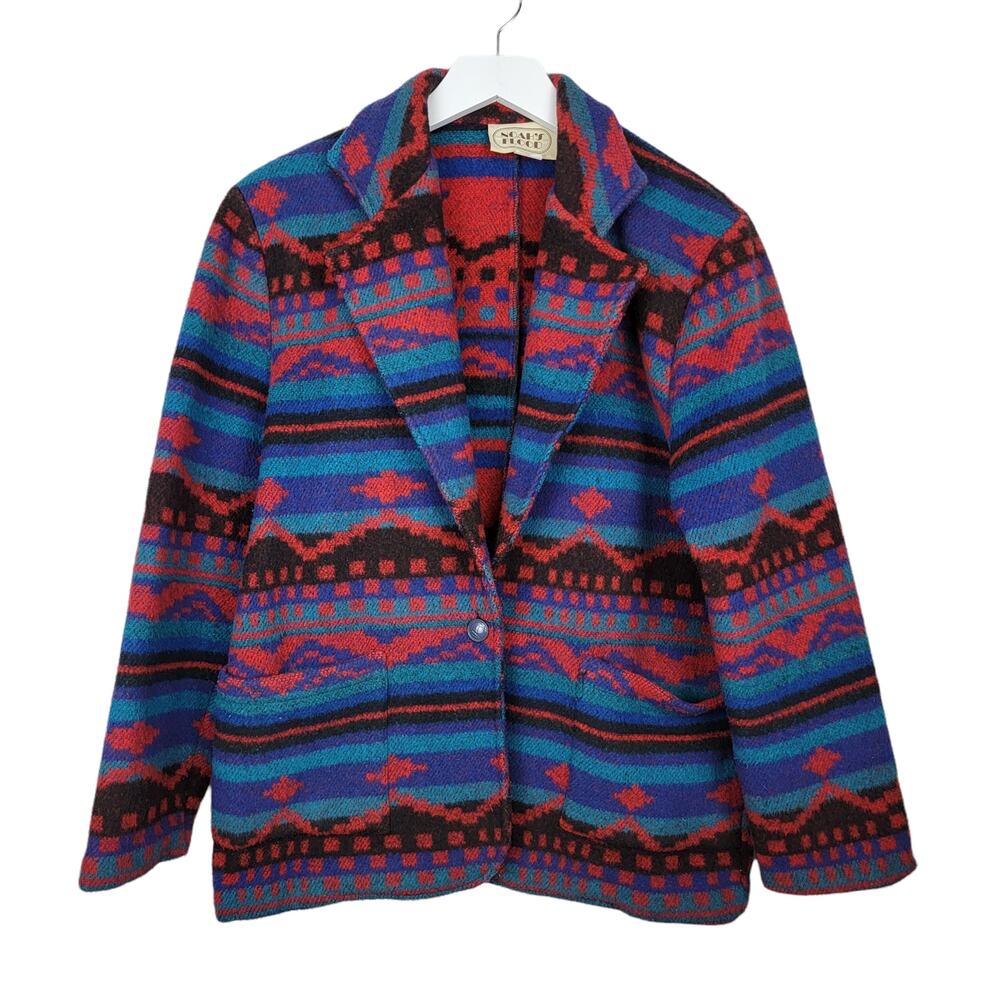 NOAH'S FLOOD Aztec Southwest Blanket Coat 100% Cotton Vintage - Size M - Picture 2 of 5